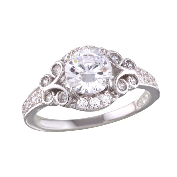 Rhodium Plated 925 Sterling Silver Ring with CZ