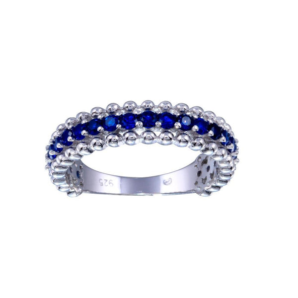 Rhodium Plated 925 Sterling Silver Blue CZ Ring