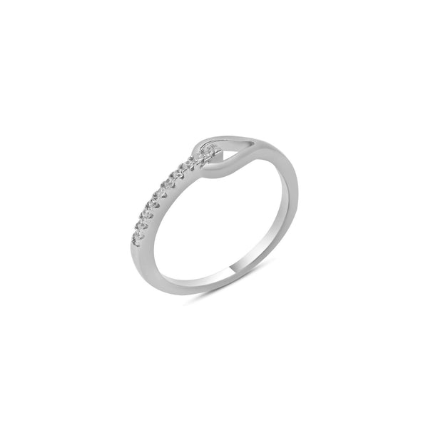 Rhodium Plated 925 Sterling Silver Knot Clear CZ Ring