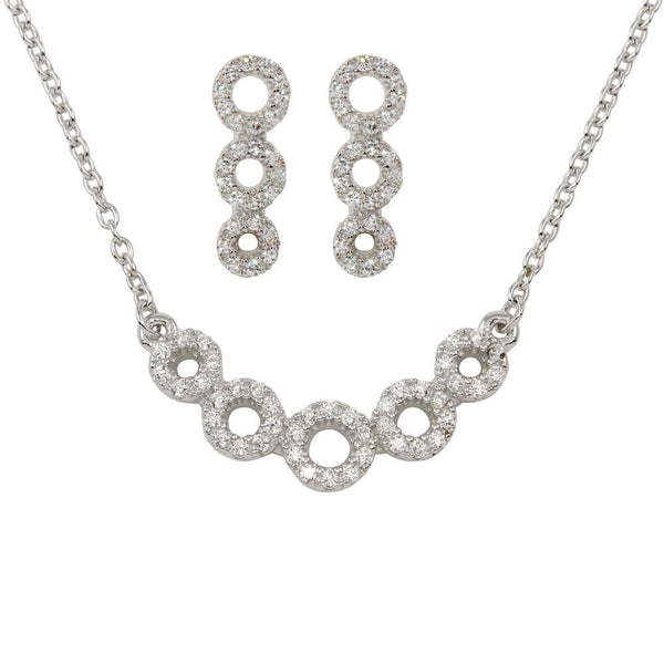 Rhodium Plated 925 Sterling Silver 5 Circle CZ Set