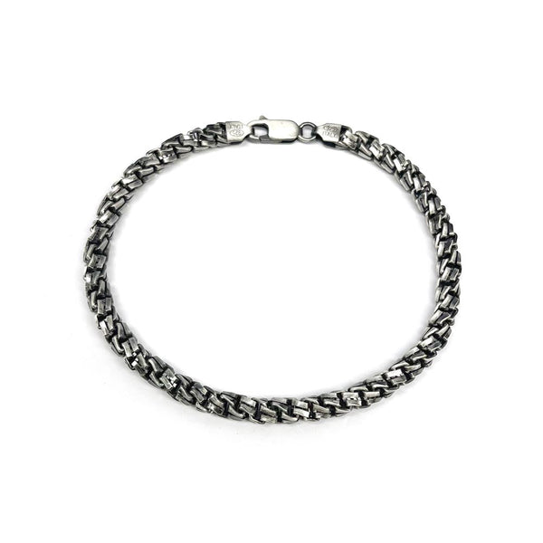 925 Sterling Gun Metal Plated Twisted Link Bracelet