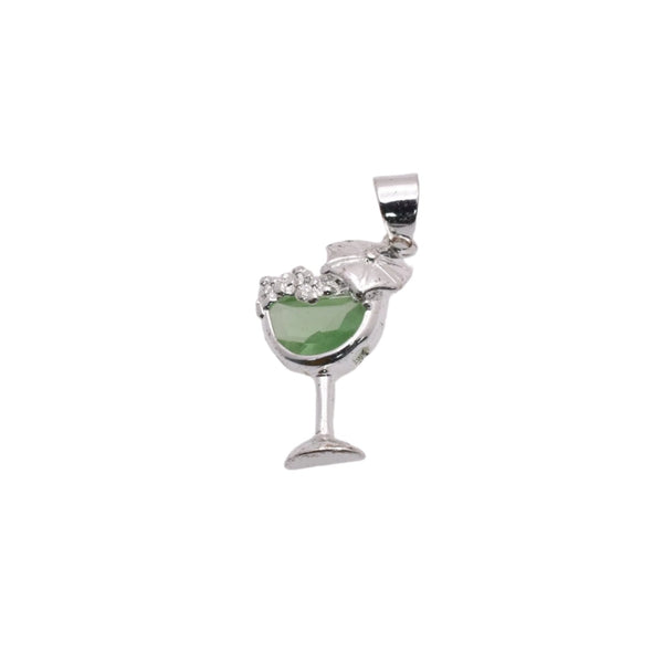 925 Rhodium Plated Sterling Silver Tropical Drink Charm
