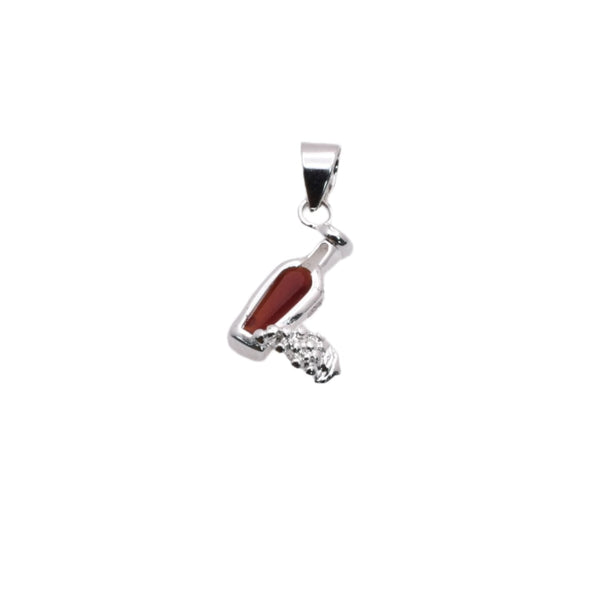 925 Rhodium Plated Sterling Silver Bottled Wine Charm