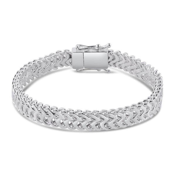 925 Sterling Silver Zig Zag Box Lock 8mm Bracelet