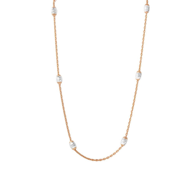 Silver 925 36" Diamond Cut Oval Rose Gold Plated Italian Necklace