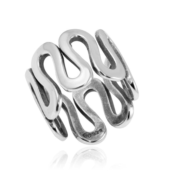 High Polished 925 Sterling Silver Wavy Eternity Ring
