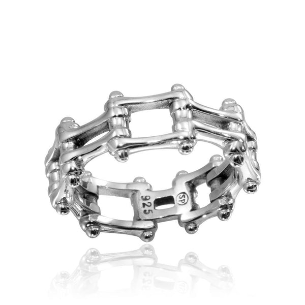 High Polished 925 Sterling Silver Biker Chain Ring