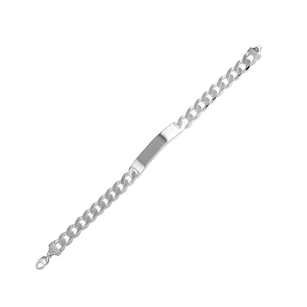 Silver 925 Engravable ID Super Flat Curb 150 Bracelet 5.6mm