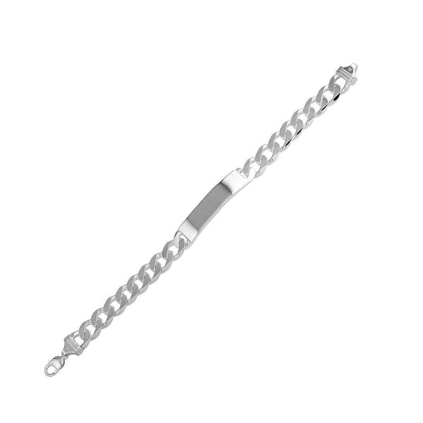 Silver 925 Engravable ID Super Flat Curb 180 Bracelet 6.8mm