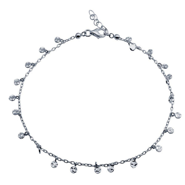 Rhodium Plated 925 Sterling Silver Confetti Anklet