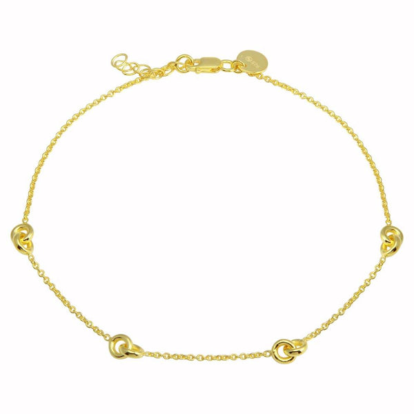 Gold Plated 925 Sterling Silver Knotted Anklets