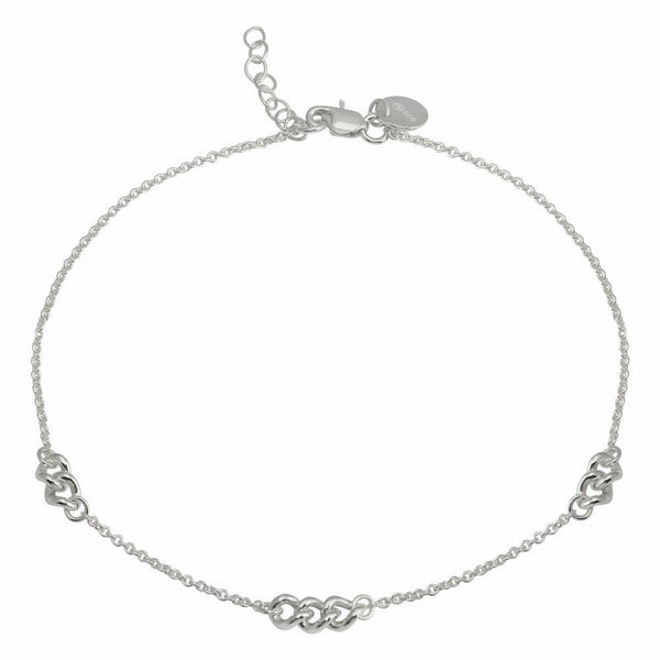 Rhodium Plated 925 Sterling Silver 3 Link Anklets