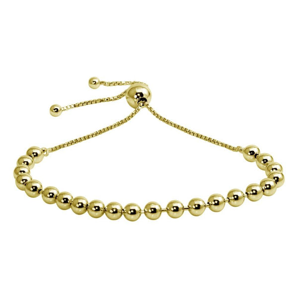 Gold Plated 925 Sterling Silver Beaded Lariat Bracelet