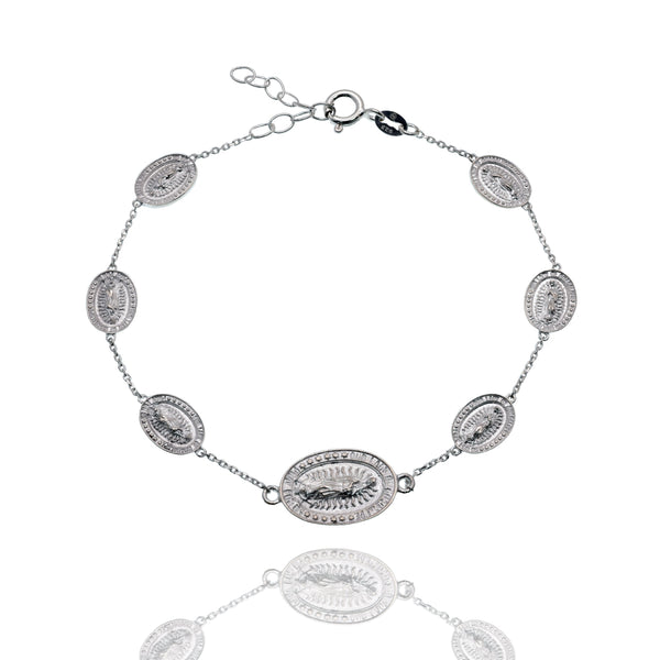 High Polished 925 Sterling Silver Our Lady of Guadalupe Adjustable Bracelet - DIB00084