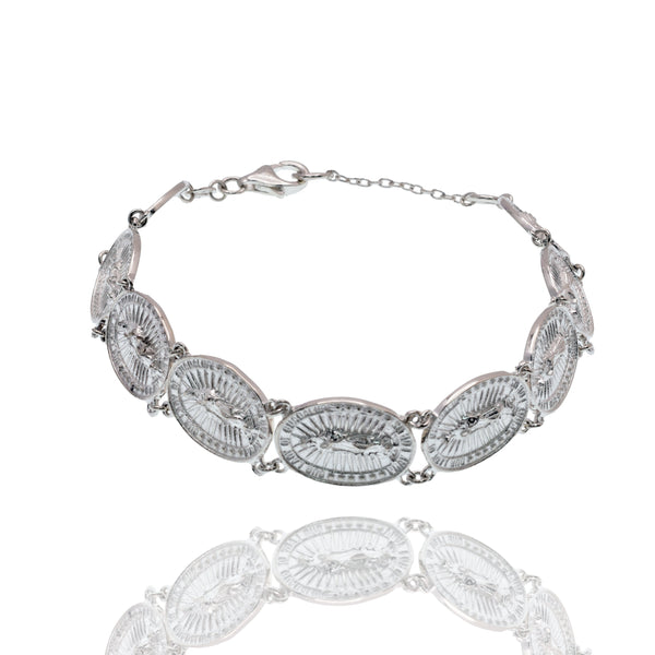 High Polished 925 Sterling Silver Our Lady of Guadalupe 11.5mm Link Adjustable Bracelet - DIB00088