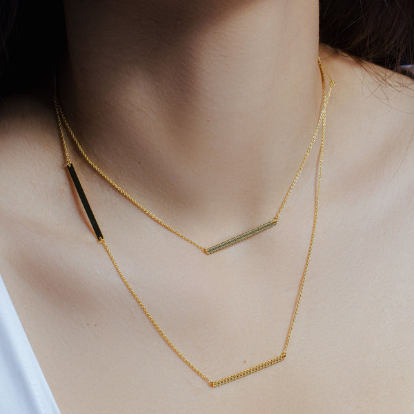 Gold Plated 925 Sterling Silver Diamond Cut Bars Necklace