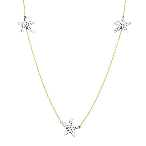High Polished 925 Sterling SilverTwo Tone Starfish Necklace