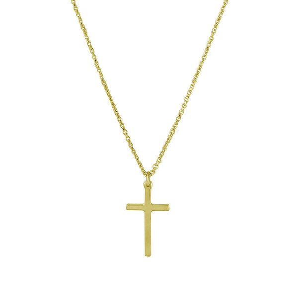 Gold Plated 925 Sterling Silver Cross Pendant with Chain
