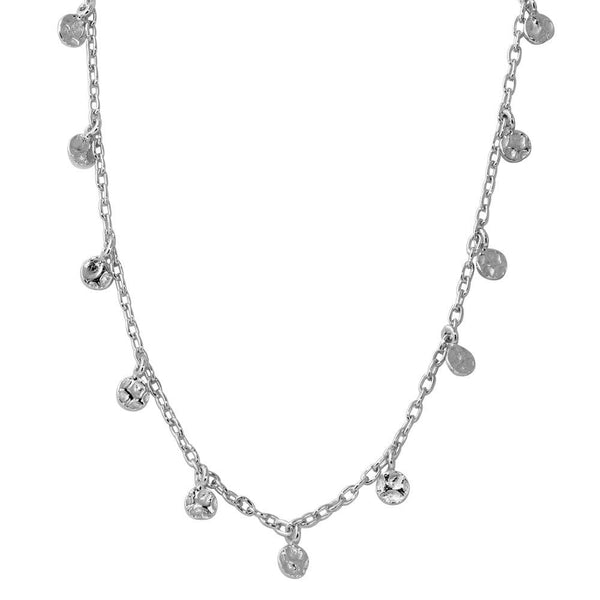 Rhodium Plated 925 Sterling Silver Dangling Circle Confetti Necklace