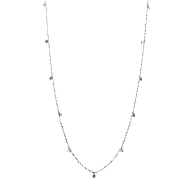 Rhodium Plated 925 Sterling Silver Dangling Circle Confetti Long Necklace