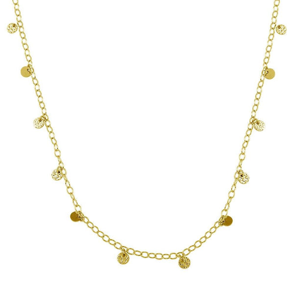 Gold Plated 925 Sterling Silver Confetti Disc Necklace