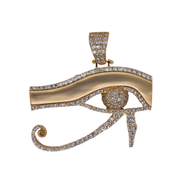 Gold Plated 925 Sterling Silver CZ Eye Of Horus Hip Hop Pendant