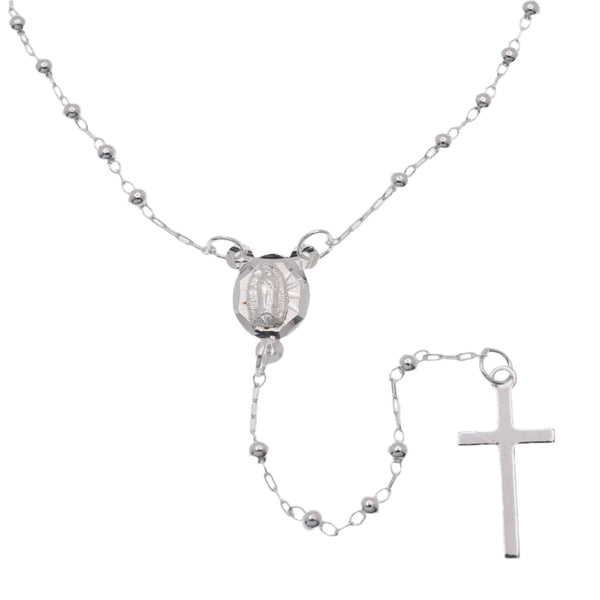 High Polished 925 Sterling Silver 2.5mm Smooth Bead Plain Cross Rosary