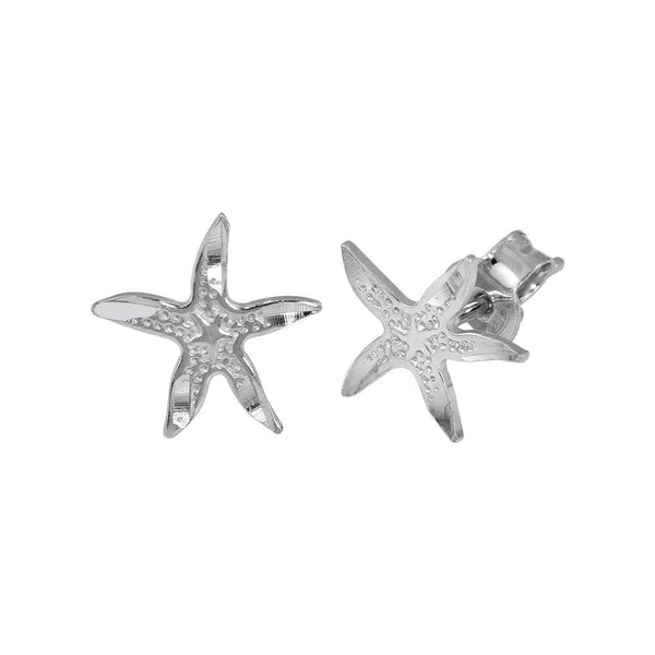 Rhodium Plated 925 Sterling Silver DC Starfish Earrings