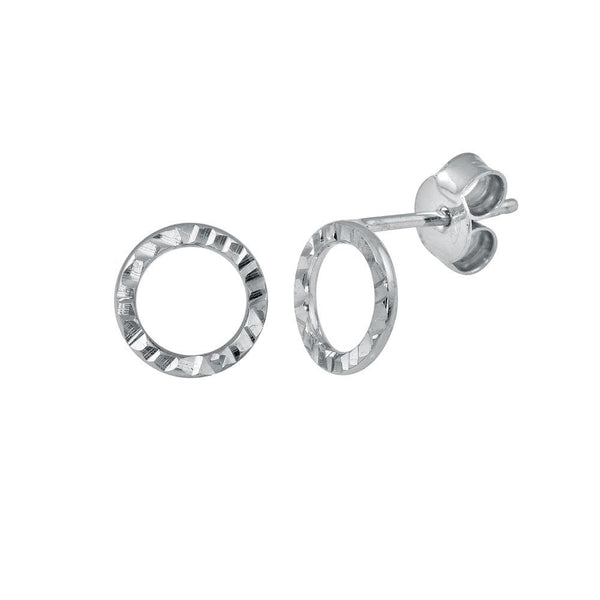 Rhodium Plated 925 Sterling Silver Open Circle DC Flat Earrings