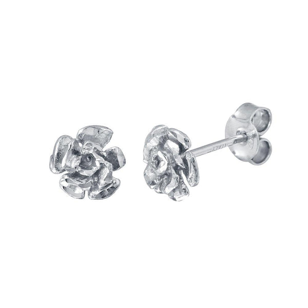 Rhodium Plated 925 Sterling Silver Flower Earrings