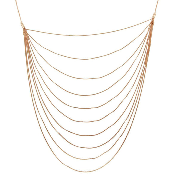 Rose Gold Plated 925 Sterling Silver Multiple Chain Necklace