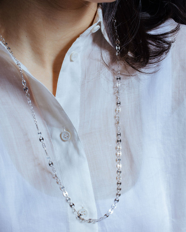 Rhodium Plated 925 Sterling Silver Double Hole Link Necklace