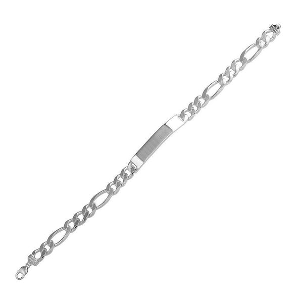 Silver 925 Engravable ID Super Flat Figaro 150 Bracelet 5.3mm