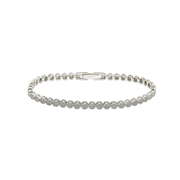Silver 925 Rhodium Plated 4mm Multiple Circle Clear Tennis Micro Pave CZ Bracelet