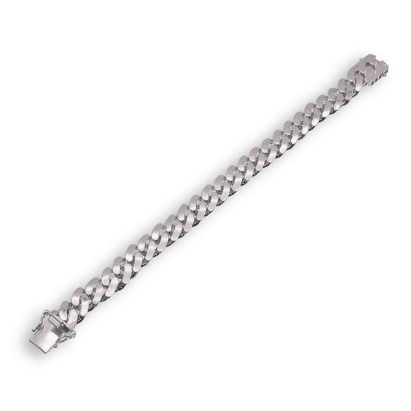 Rhodium Plated 925 Sterling Silver Miami Cuban Hollow Link Bracelet 10.5mm