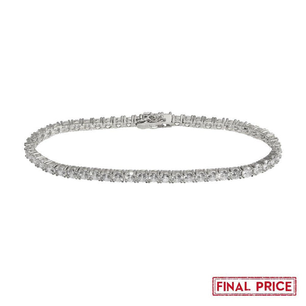 Rhodium Plated 925 Sterling Silver Round CZ Tennis Bracelet 4mm
