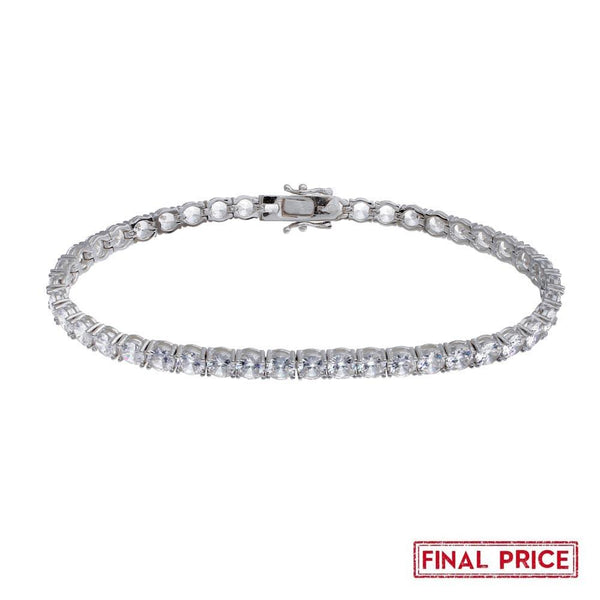 Rhodium Plated 925 Sterling Silver Round CZ Tennis Bracelet 5mm