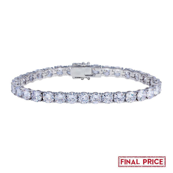 Rhodium Plated 925 Sterling Silver Round CZ Tennis Bracelet 6mm