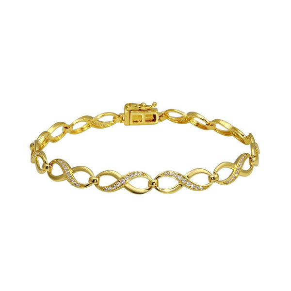 Gold Plated 925 Sterling Silver CZ Infinity Link Bracelet