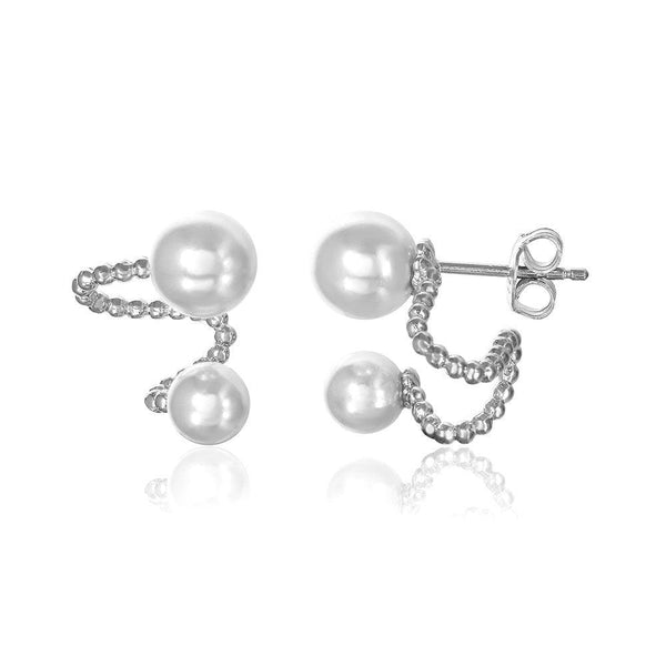Silver 925 Rhodium Plated Ear Hugging Mother of Pearl Earring