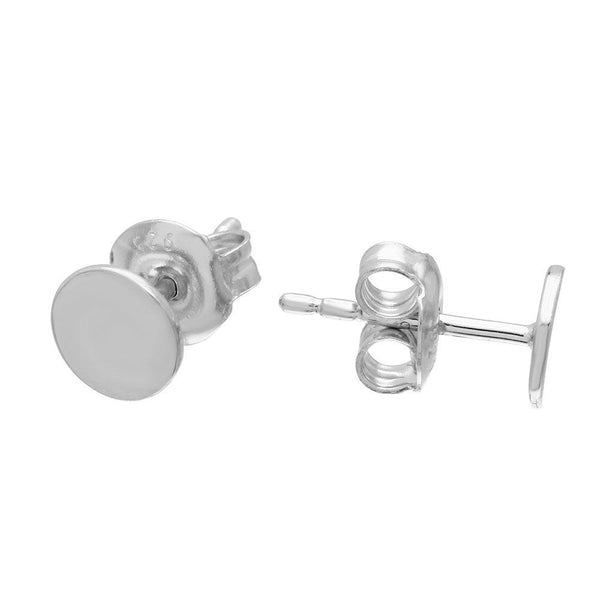 Silver 925 Rhodium Plated Disc Stud Earrings