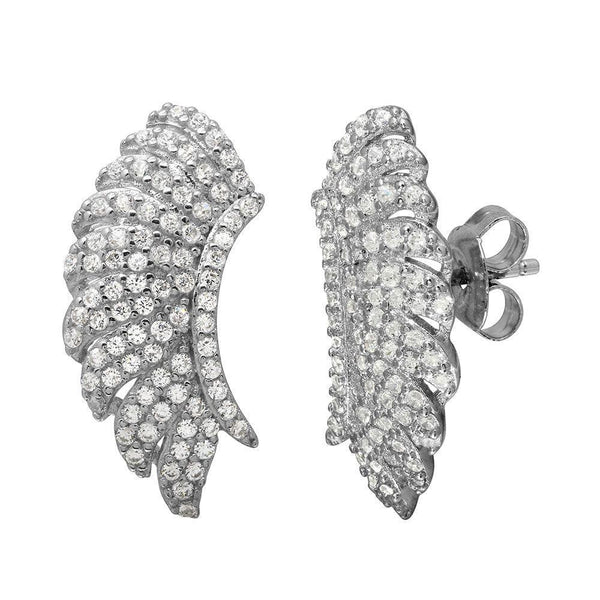 Rhodium Plated 925 Sterling Silver Angel Wings Climbing Earrings