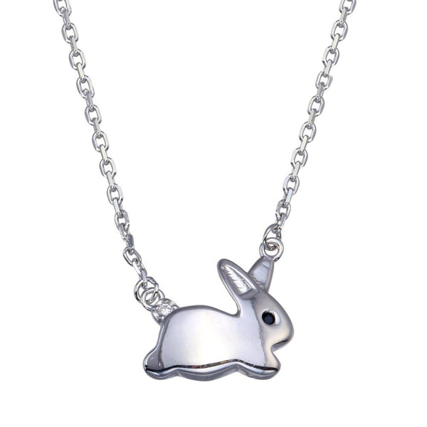 Rhodium Plated 925 Sterling Silver Rabbit Necklace