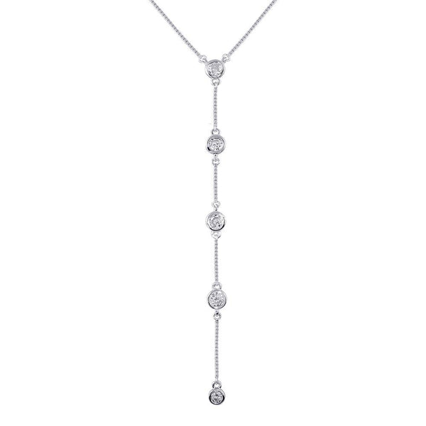 Rhodium Plated 925 Sterling Silver 4 Drop CZ Necklace