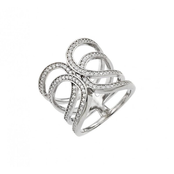 Silver 925 Rhodium Plated Double Interlace Ring
