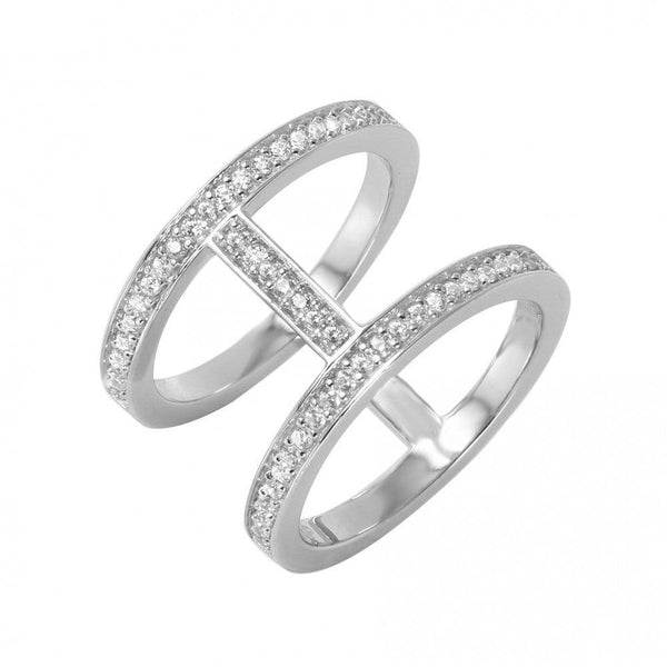 Silver 925 Rhodium Plated Twin Connected Bands