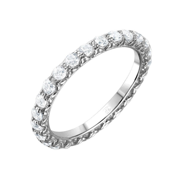 Silver 925 Rhodium Plated CZ Infinity Ring