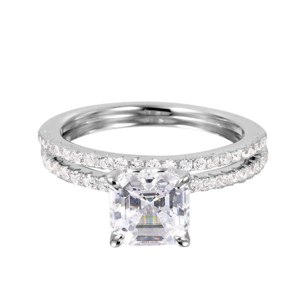 Silver 925 Rhodium Plated Stackable CZ Bridal Ring