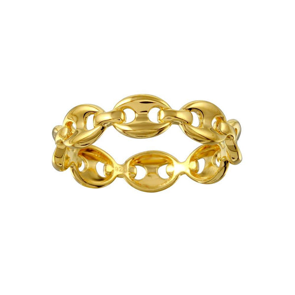 Gold Plated 925 Sterling Silver Puff Mariner Design Link Ring