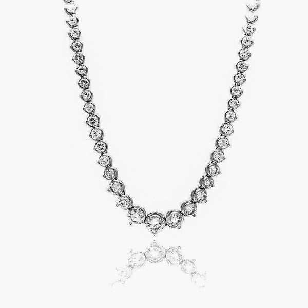 Silver 925 Rhodium Plated Chain CZ Tennis Necklace